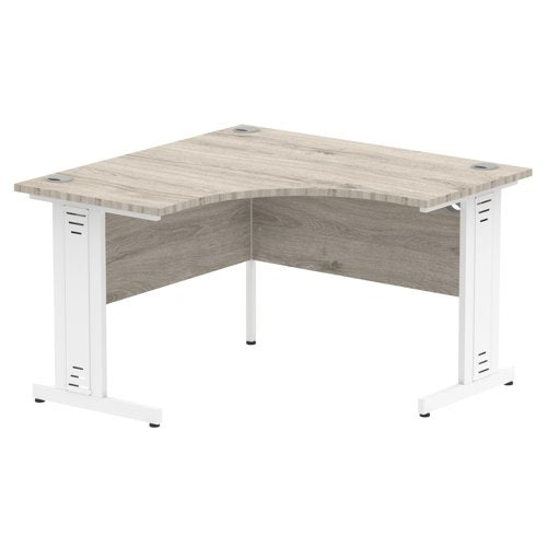 Dynamic Impulse 1200mm Corner Desk Grey Oak Top White Cable Managed Leg I003791 DD