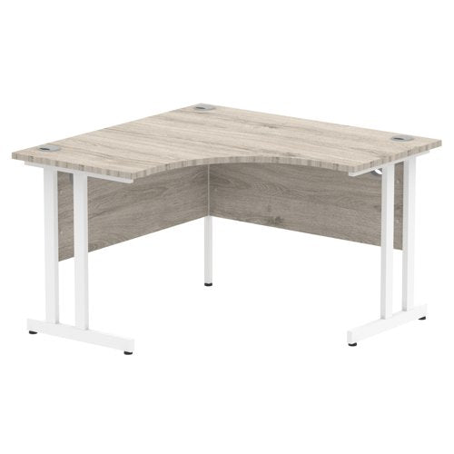 Dynamic Impulse 1200mm Corner Desk Grey Oak Top White Cantilever Leg I003792 DD