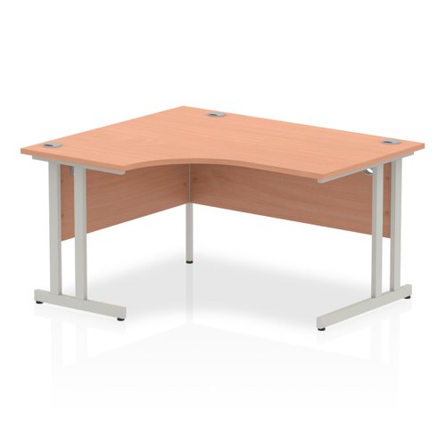 Impulse 1400mm Left Crescent Desk Beech Top Silver Cantilever Leg I003818 DD