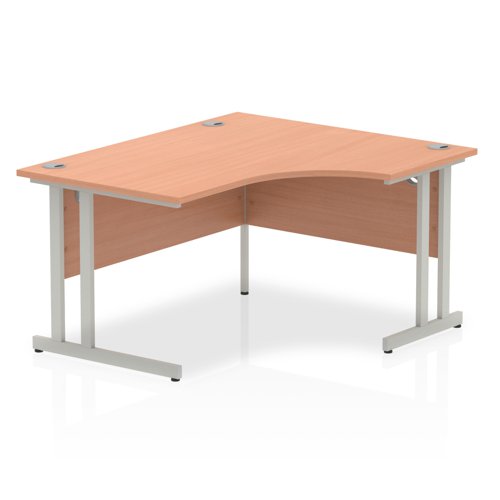 Impulse 1400mm Right Crescent Desk Beech Top Silver Cantilever Leg I003824 DD