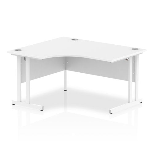 Impulse 1400mm Left Crescent Desk White Top White Cantilever Leg I003834 DD