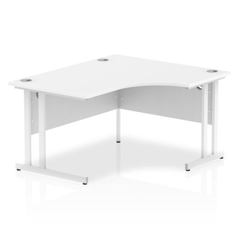 Impulse 1400mm Right Crescent Desk White Top White Cantilever Leg I003840 DD