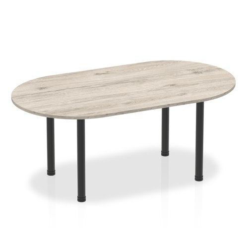Dynamic Impulse 1800mm Boardroom Table Grey Oak Top Black Post Leg I004177 DD