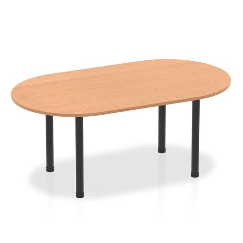 Dynamic Impulse 1800mm Boardroom Table Oak Top Black Post Leg I004179 DD