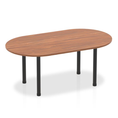 Dynamic Impulse 1800mm Boardroom Table Walnut Top Black Post Leg I004181 DD