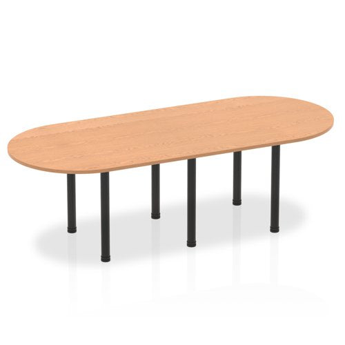 Dynamic Impulse 2400mm Boardroom Table Oak Top Black Post Leg I004185 DD