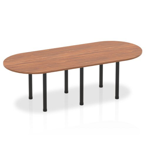 Dynamic Impulse 2400mm Boardroom Table Walnut Top Black Post Leg I004187 DD