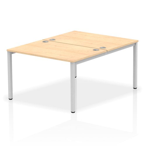 Impulse Back-to-Back 2 Person Bench Desk W1200 x D1600 x H730mm With Cable Ports Maple Finish Silver Frame - IB00102 DD