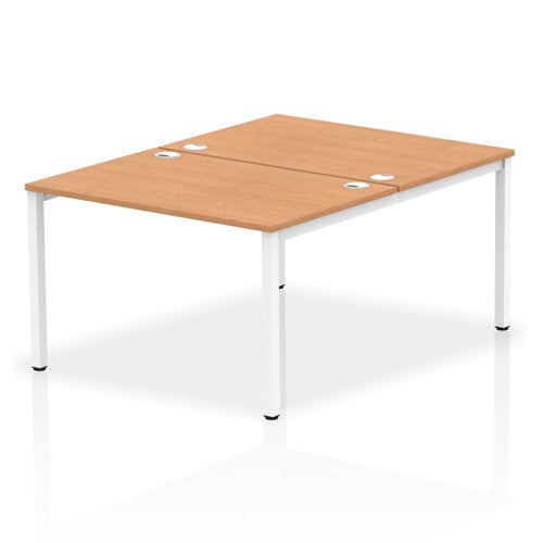 Impulse Back-to-Back 2 Person Bench Desk W1200 x D1600 x H730mm With Cable Ports Oak Finish White Frame - IB00109 DD