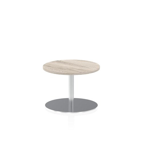 Dynamic Italia 600mm Poseur Round Table Grey Oak Top 475mm High Leg ITL0105 DD