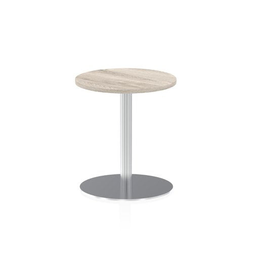 Dynamic Italia 600mm Poseur Round Table Grey Oak Top 725mm High Leg ITL0111 DD