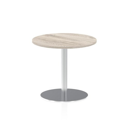 Dynamic Italia 800mm Poseur Round Table Grey Oak Top 725mm High Leg ITL0129 DD