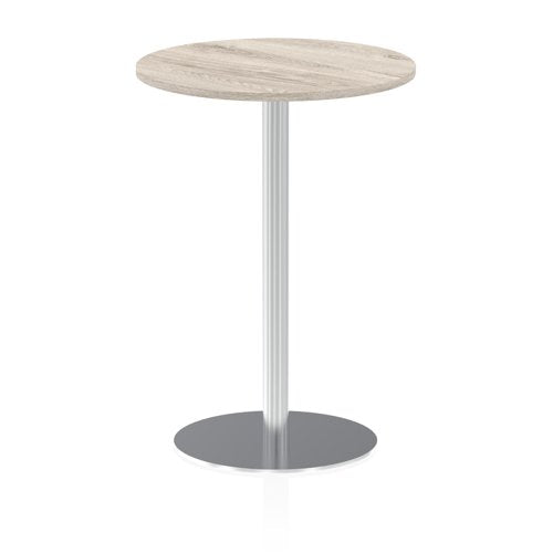 Dynamic Italia 800mm Poseur Round Table Grey Oak Top 1145mm High Leg ITL0135 DD