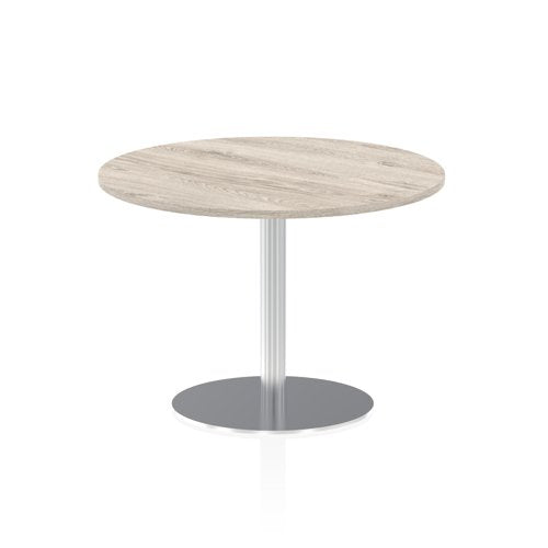 Dynamic Italia 1000mm Poseur Round Table Grey Oak Top 725mm High Leg ITL0147 DD