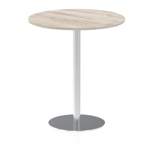 Dynamic Italia 1000mm Poseur Round Table Grey Oak Top 1145mm High Leg ITL0153 DD