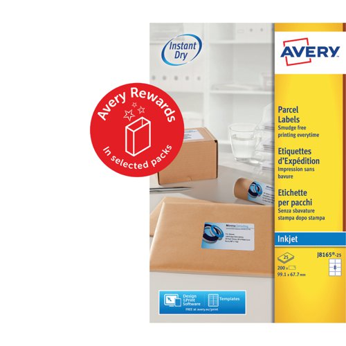 Avery Inkjet Address Label 99.1x67.7mm 8 Per A4 Sheet White (Pack 200 Labels) J8165-25