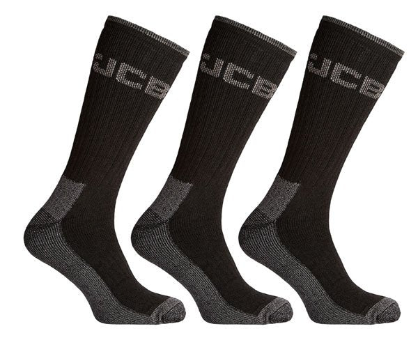 3 Pack Heavy Duty Work Socks Black 6-11