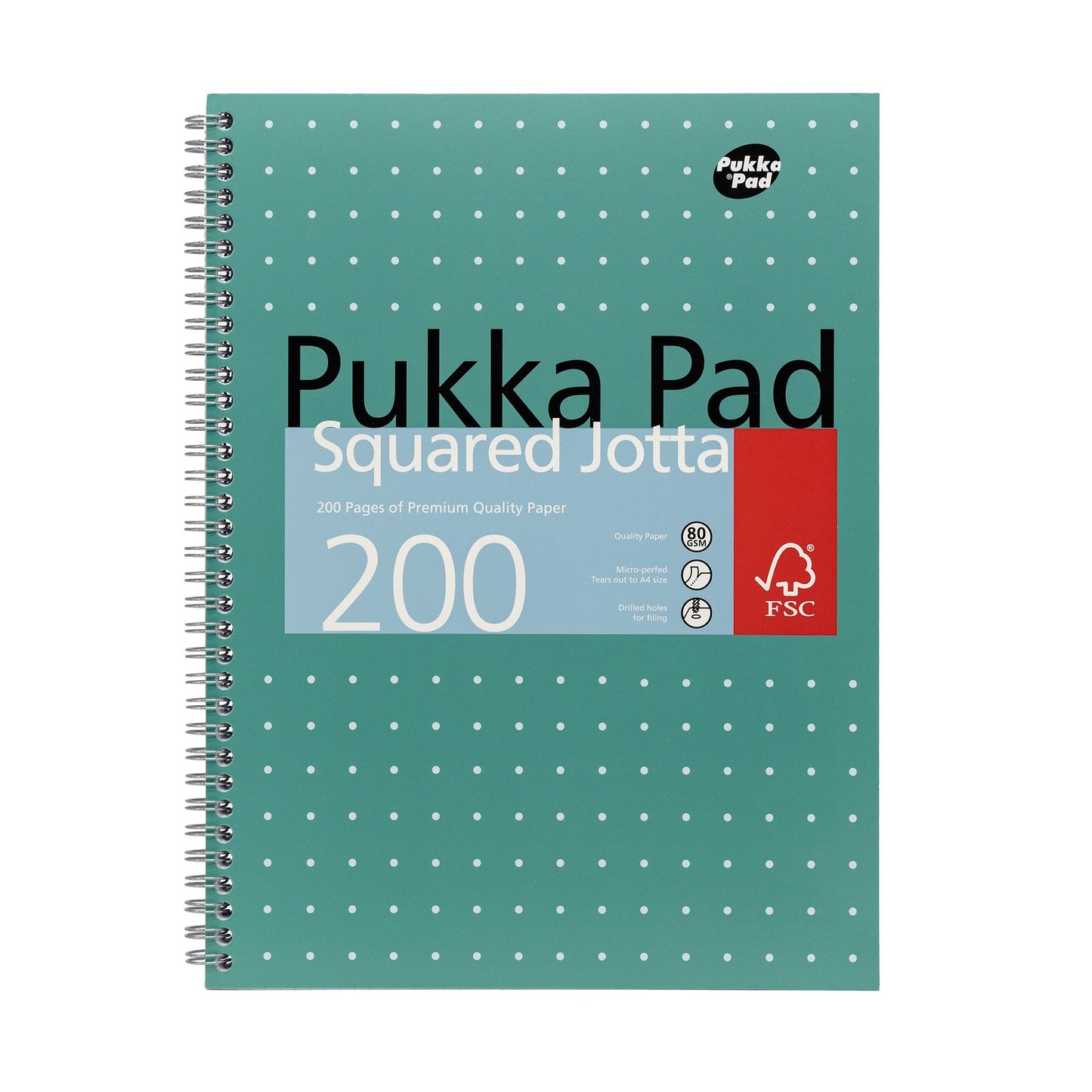 Pukka Pad Metallic Jotta A4 Wirebound Hardcover Notepad 100 80GSM Square Sheets (3)