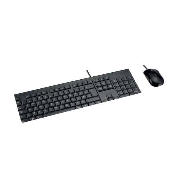 Kensington KM100 EQ Wired Desktop Set Comprising Full-size Keyboard with Ambidextrous Mouse Black - K75452UK