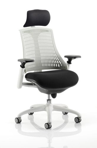 Flex Chair White Frame Moonstone White Back With Headrest KC0088 DD