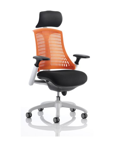 Flex Chair White Frame Back With Orange Back With Headrest KC0091 DD