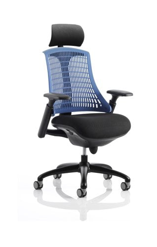 Flex Chair Black Frame With Blue Back With Headrest KC0108 DD