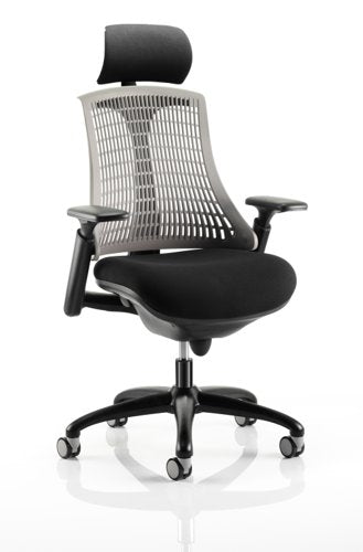 Flex Chair Black Frame With Grey Back With Headrest KC0109 DD