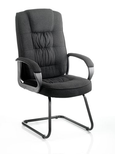 Moore Cantilever Visitor Chair Black Fabric With Arms KC0149 DD
