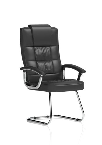 Moore Deluxe Soft Bonded Leather Cantilever Visitor Chair with Arms Black - KC0152 DD
