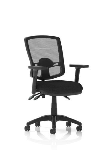 Eclipse Plus III Deluxe Medium Mesh Back Task Operator Office Chair Black Seat With Height Adjustable Arms - KC0399 DD