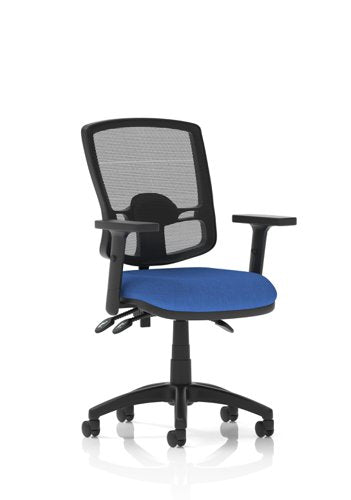 Eclipse Plus III Deluxe Medium Mesh Back Task Operator Office Chair Blue Seat With Height Adjustable Arms - KC0402 DD