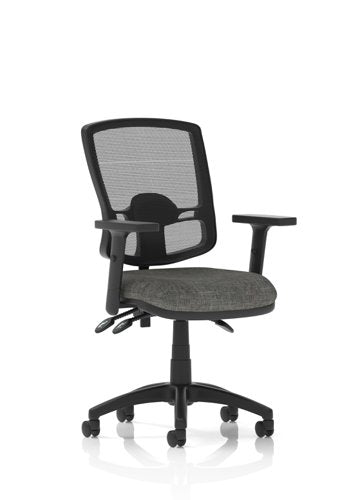 Eclipse Plus III Deluxe Medium Mesh Back Task Operator Office Chair Charcoal Seat With Height Adjustable Arms - KC0405 DD