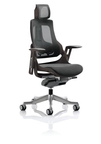 Zure Executive Chair Black Frame Charcoal Mesh Back With Headrest KCUP1281 DD