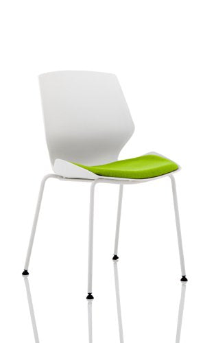 Dynamic Florence Visitor Chair With White Frame and Myrrh Green Fabric Seat - KCUP1533 DD