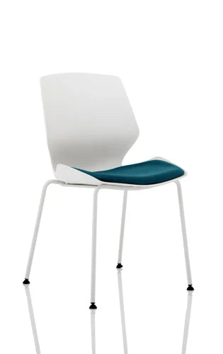 Dynamic Florence Visitor Chair With White Frame and Maringa Teal Fabric Seat - KCUP1538 DD