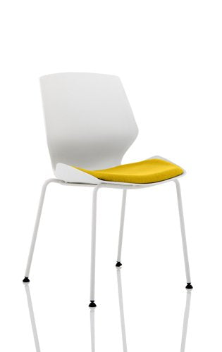 Dynamic Florence Visitor Chair With White Frame and Senna Yellow Fabric Seat - KCUP1539 DD