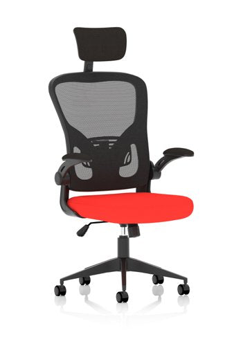 Ace Executive Mesh Back Office Chair With Folding Arms Bespoke Fabric Seat Bergamot Cherry - KCUP2000 DD