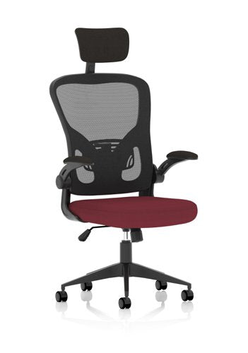 Ace Executive Mesh Back Office Chair With Folding Arms Bespoke Fabric Seat Ginseng Chilli - KCUP2001 DD