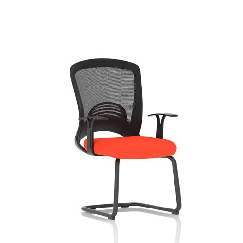 Astro Mesh Back Visitor Cantilever Leg Bespoke Fabric Seat Tabasco Orange - KCUP2014 DD