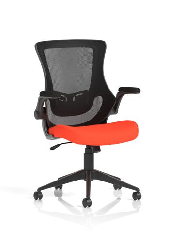 Dynamic Orbit High Mesh Back Task Office Chair With Bespoke Tabasco Orange Seat and Flip Up Arms - KCUP2140 DD