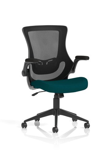 Dynamic Orbit High Mesh Back Task Office Chair With Bespoke Maringa Teal Seat and Flip Up Arms - KCUP2143 DD