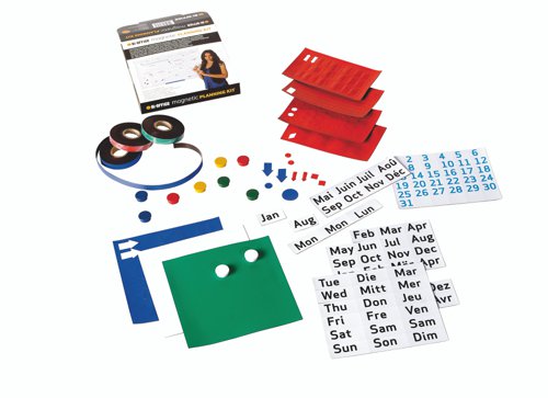 Bi-Office Magnetic Planning Kit For Use on Metal Surfaces and Magnetic Whiteboards KT1717 DD