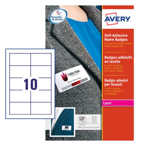 Avery Self-Adhesive Name Badge 80x50mm White/Blue (Pack 200) L4787-20