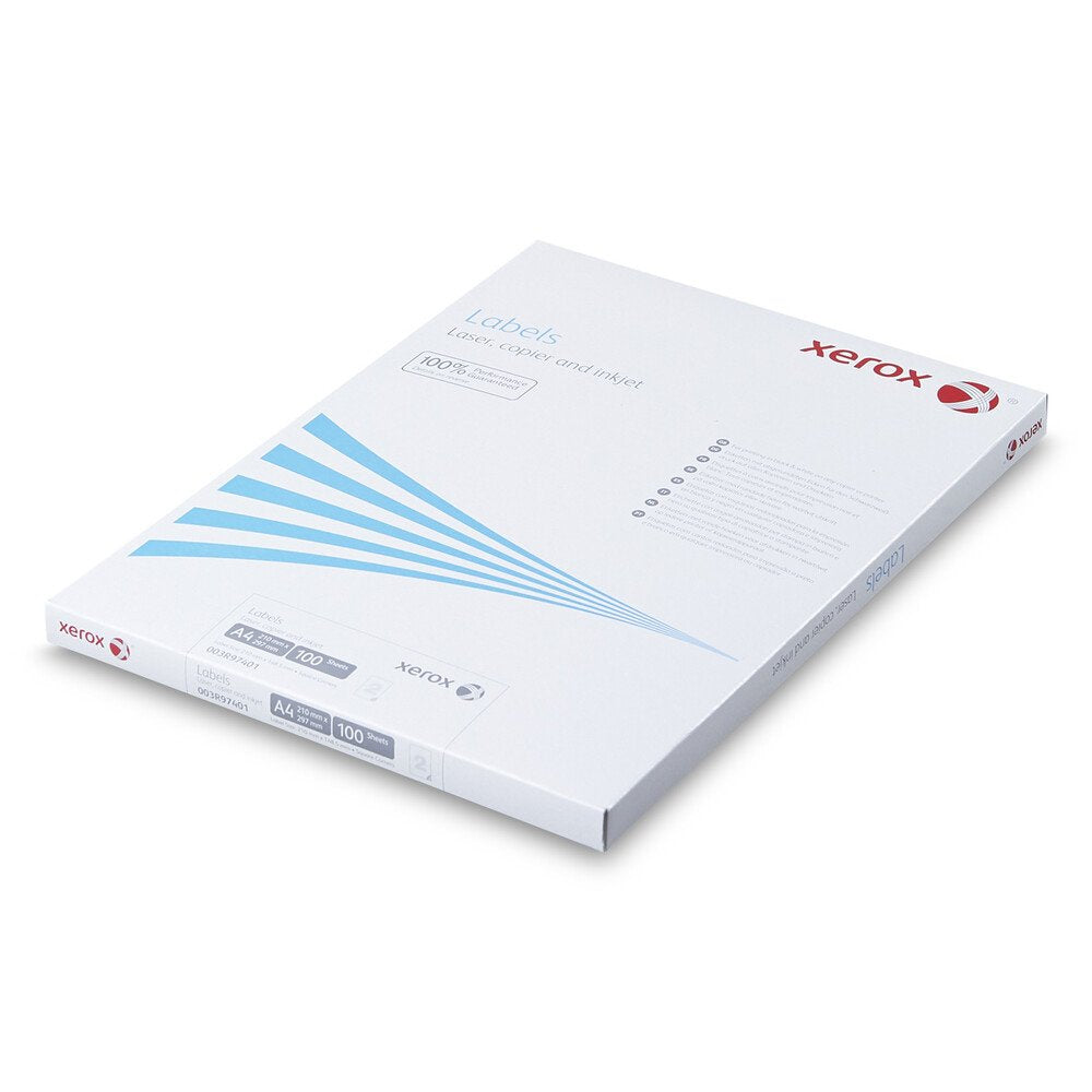 Xerox Monolaser Labels Square Corners Face:FSC4 2Up A4 210X148mm White Permanent Pack 100 003R97401