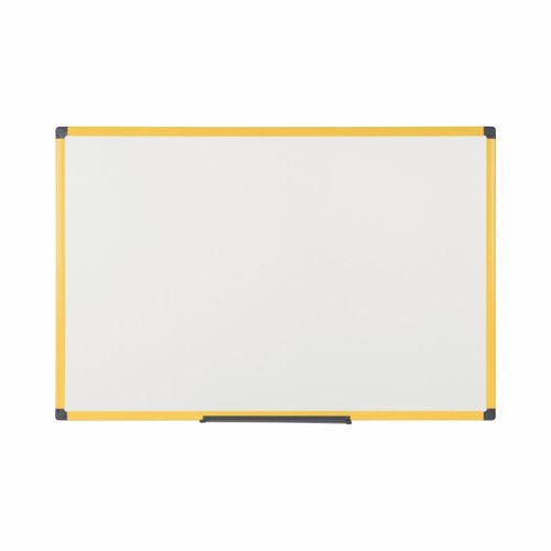 Bi-Office Ultrabrite Magnetic Lacquered Steel Whiteboard Yellow Aluminium Frame 1200x900mm MA0515177 DD