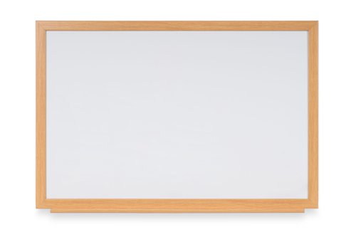 Bi-Office Earth-It Non Magnetic Melamine Whiteboard Oak Wood Frame 1200x900mm - MB14002318 DD