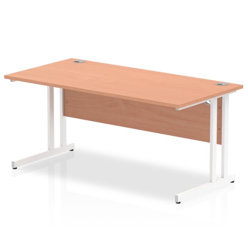 Impulse 1600 x 800mm Straight Desk Beech Top White Cantilever Leg MI001676 DD