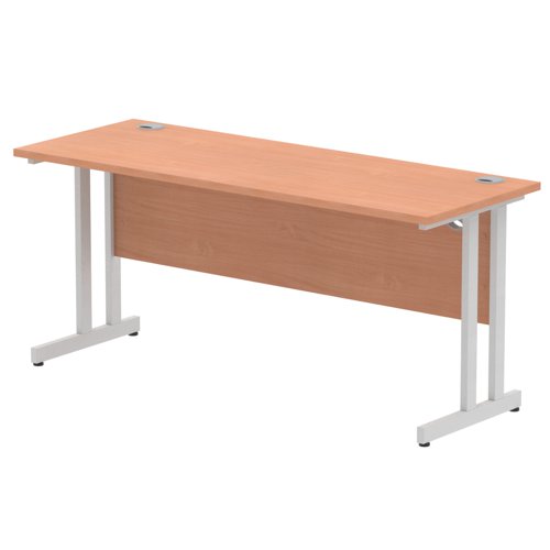 Impulse 1600 x 600mm Straight Desk Beech Top Silver Cantilever Leg MI001681 DD