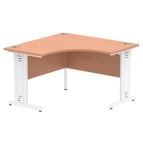 Dynamic Impulse 1200mm Corner Desk Beech Top White Cable Managed Leg MI001874 DD