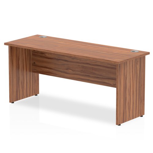 Impulse 1600 x 600mm Straight Desk Walnut Top Panel End Leg MI001967 DD